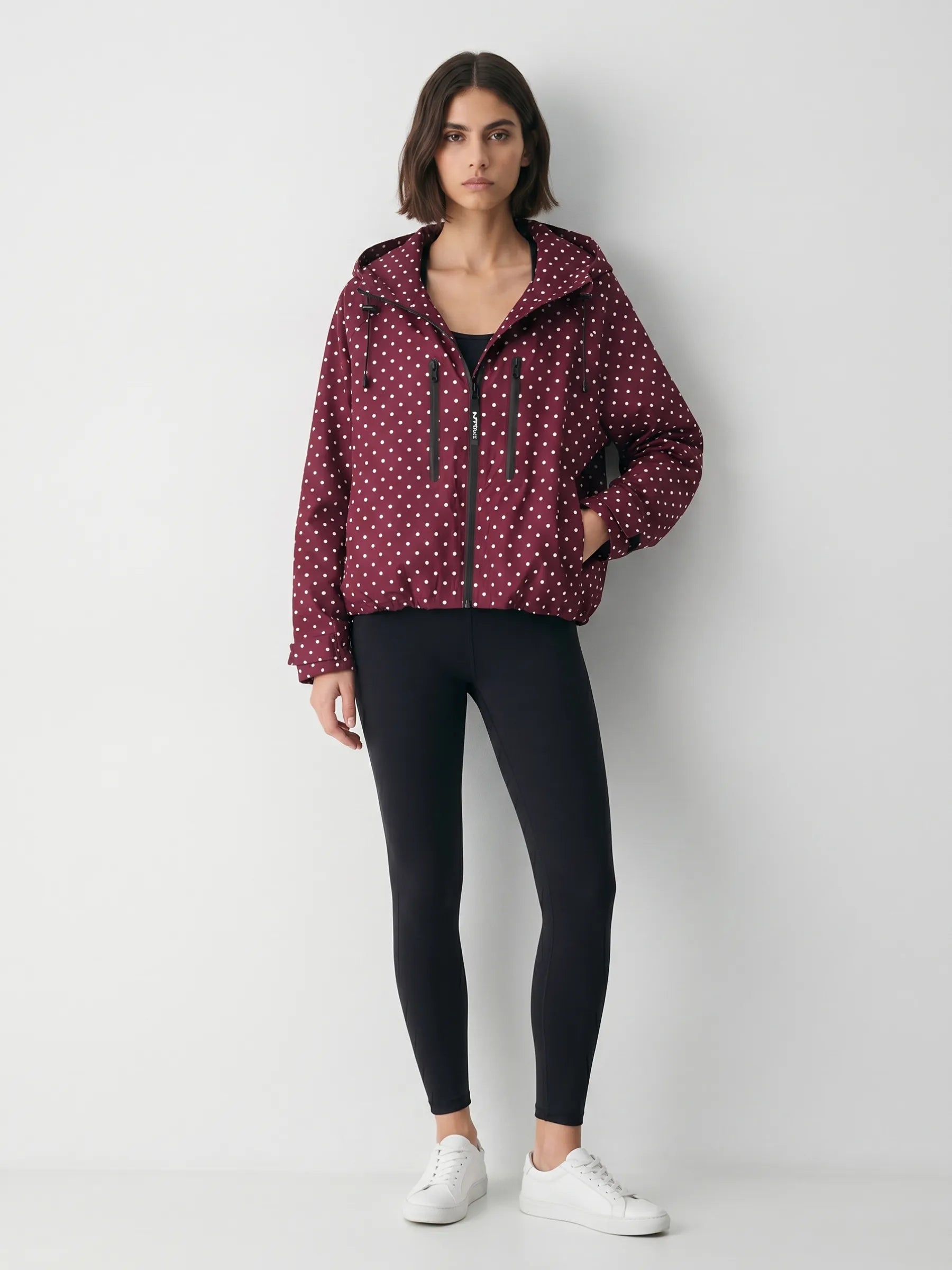 STM-TEX™ One Size Burgundy Dot Short Oversized Rain Jacket