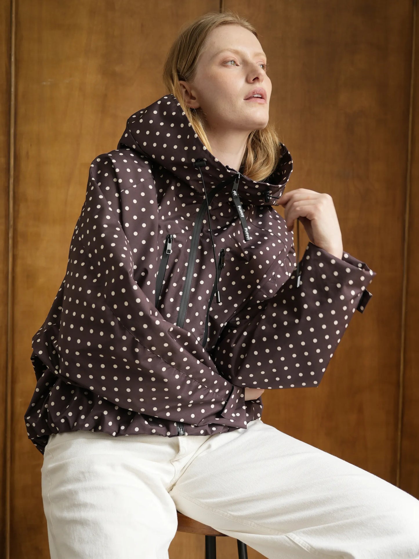 STM-TEX™ Brown Dot Short Oversized Rain Jacket