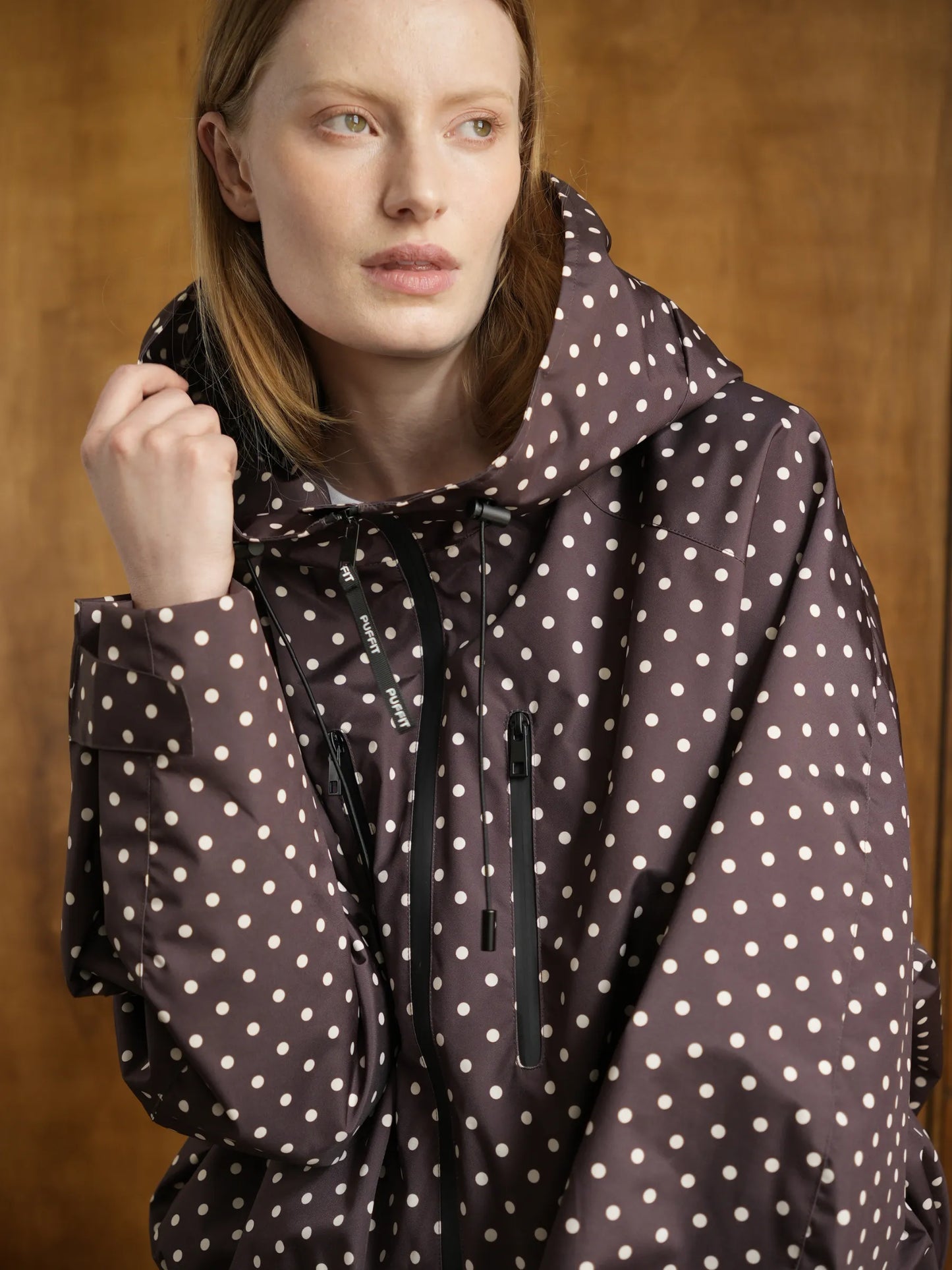 STM-TEX™ Brown Dot Short Oversized Rain Jacket