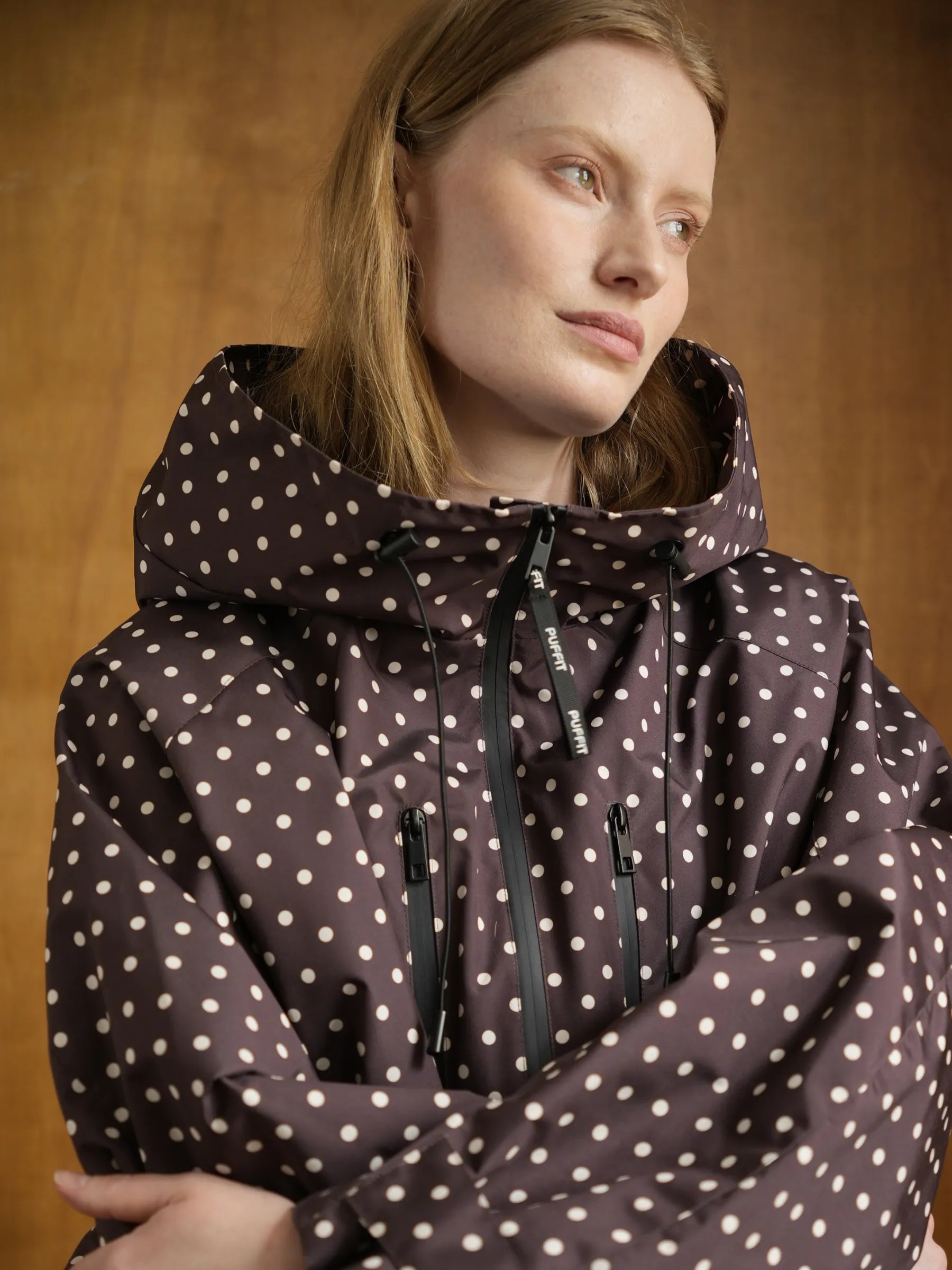STM-TEX™ Brown Dot Short Oversized Rain Jacket