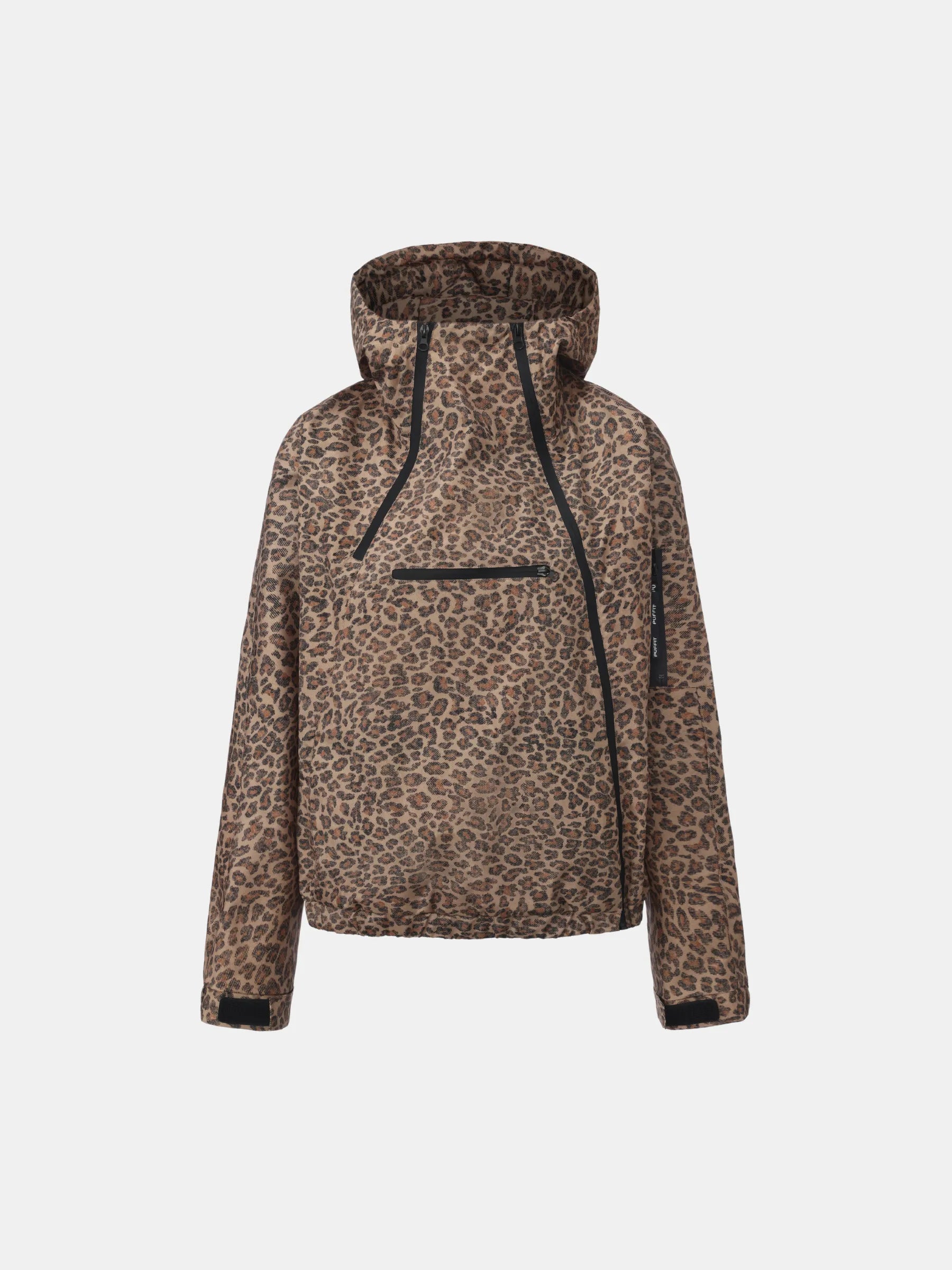 STM-TEX™ Leopard Short Asymmetric Zip Rain Hoodie