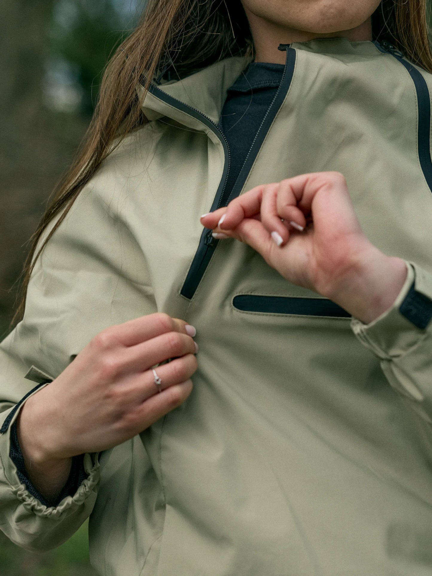 STM-TEX™ Short Asymmetric Zip Rain Hoodie