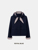 Effortless Style Stand Collar Bomber Jacket With Hooded Scarf