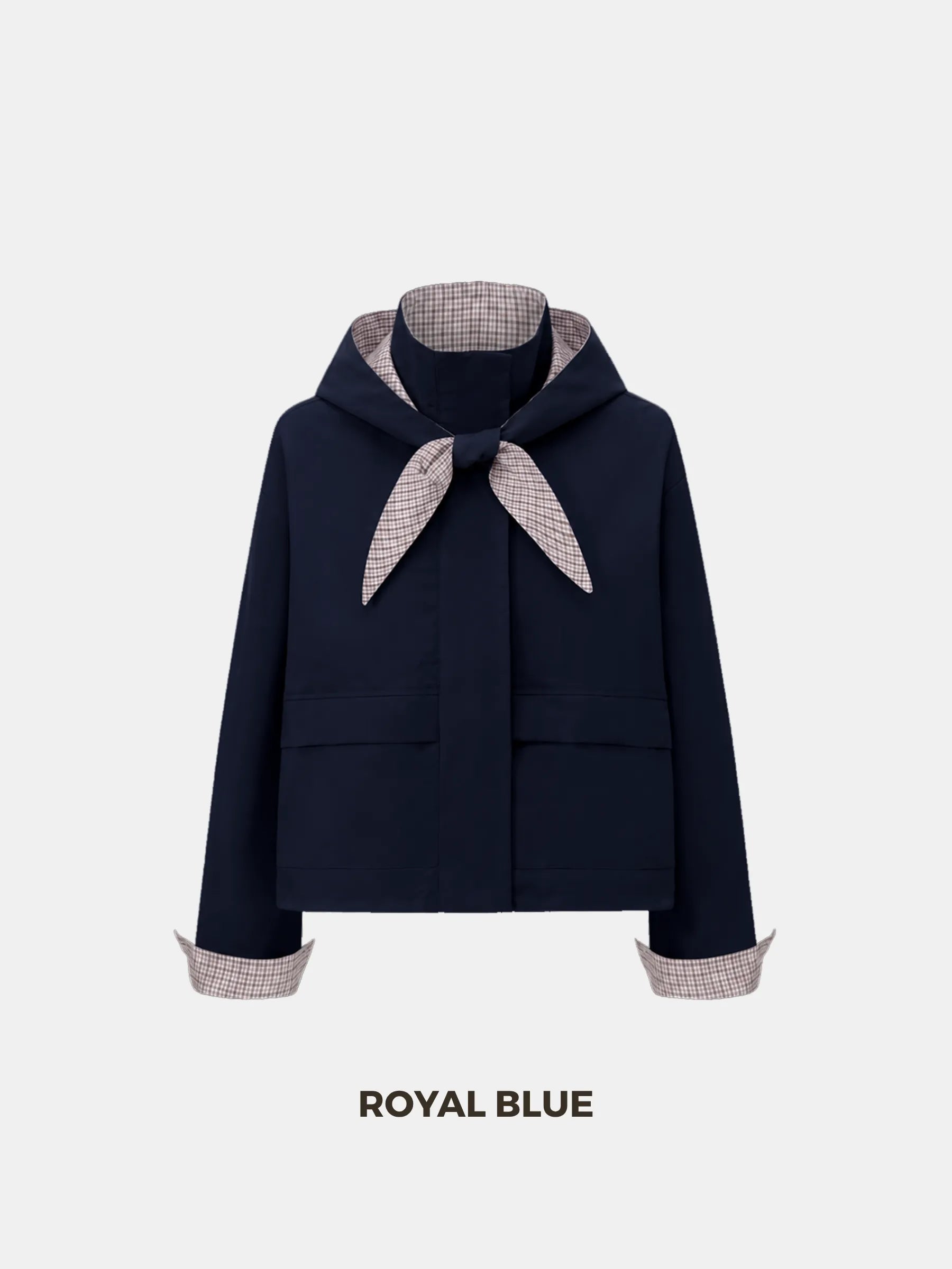 Effortless Style Stand Collar Bomber Jacket With Hooded Scarf