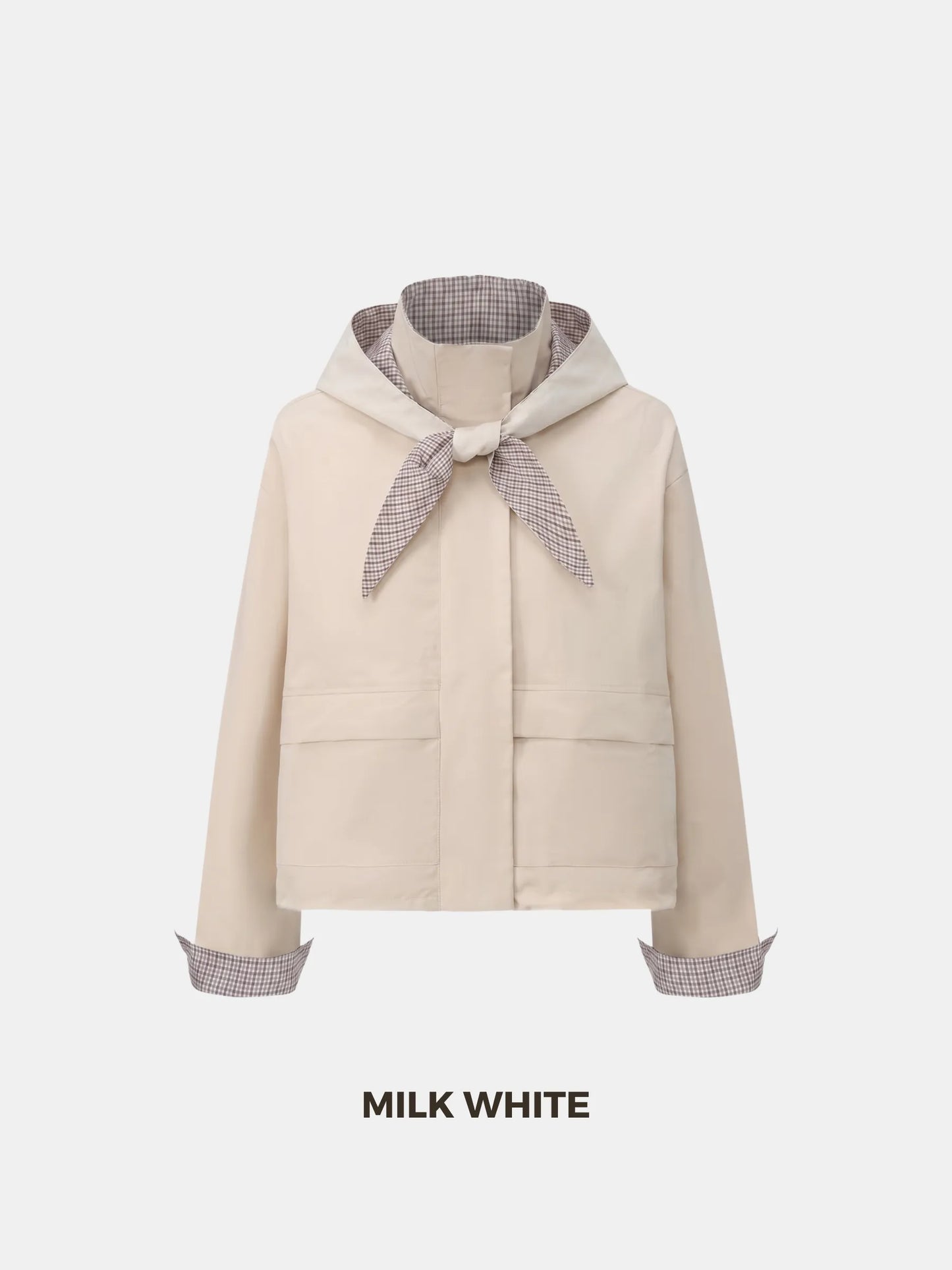 Effortless Style Stand Collar Bomber Jacket With Hooded Scarf