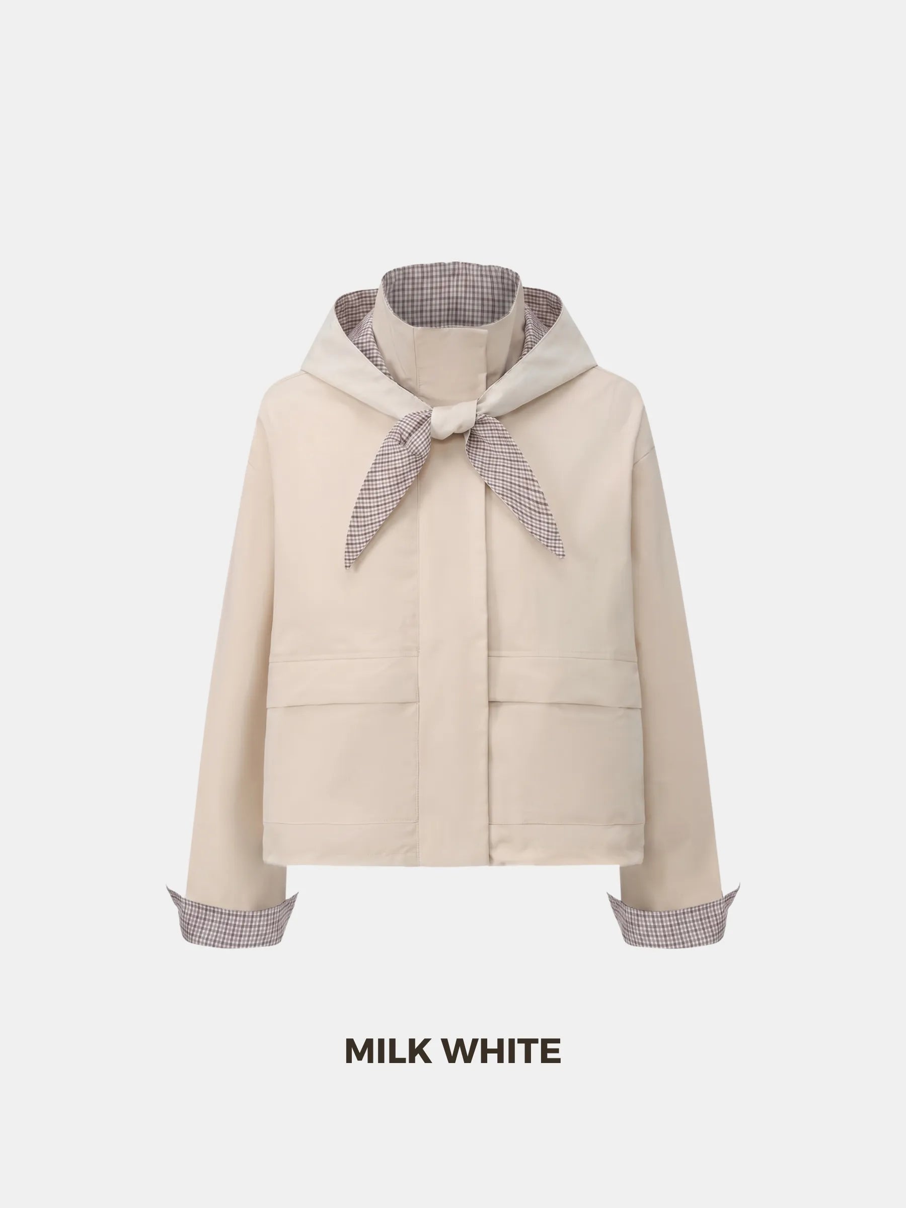 Effortless Style Stand Collar Bomber Jacket With Hooded Scarf