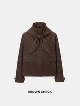 Effortless Style Stand Collar Bomber Jacket With Hooded Scarf