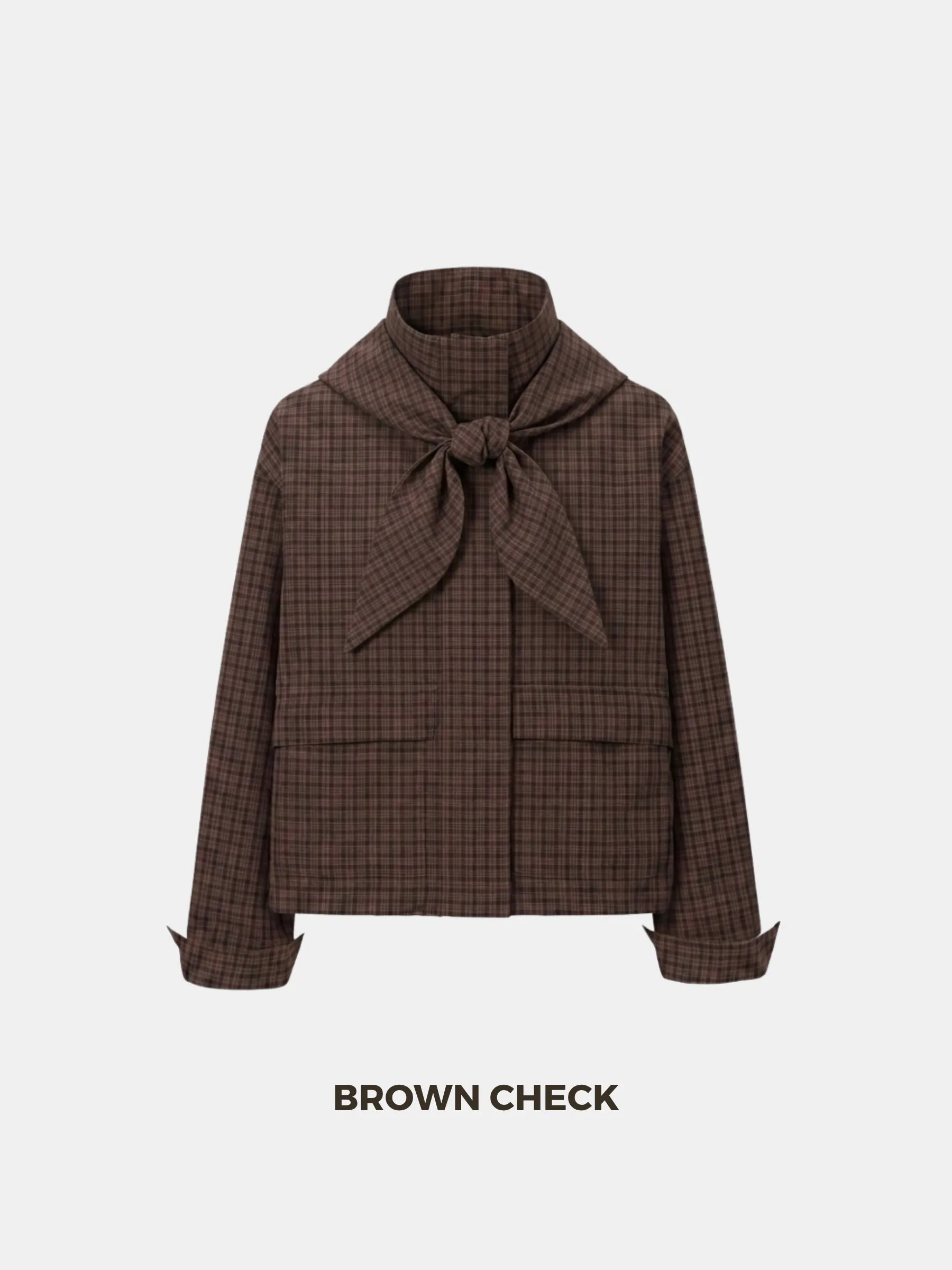 Effortless Style Stand Collar Bomber Jacket With Hooded Scarf