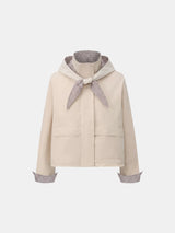 Effortless Style Stand Collar Bomber Jacket With Hooded Scarf