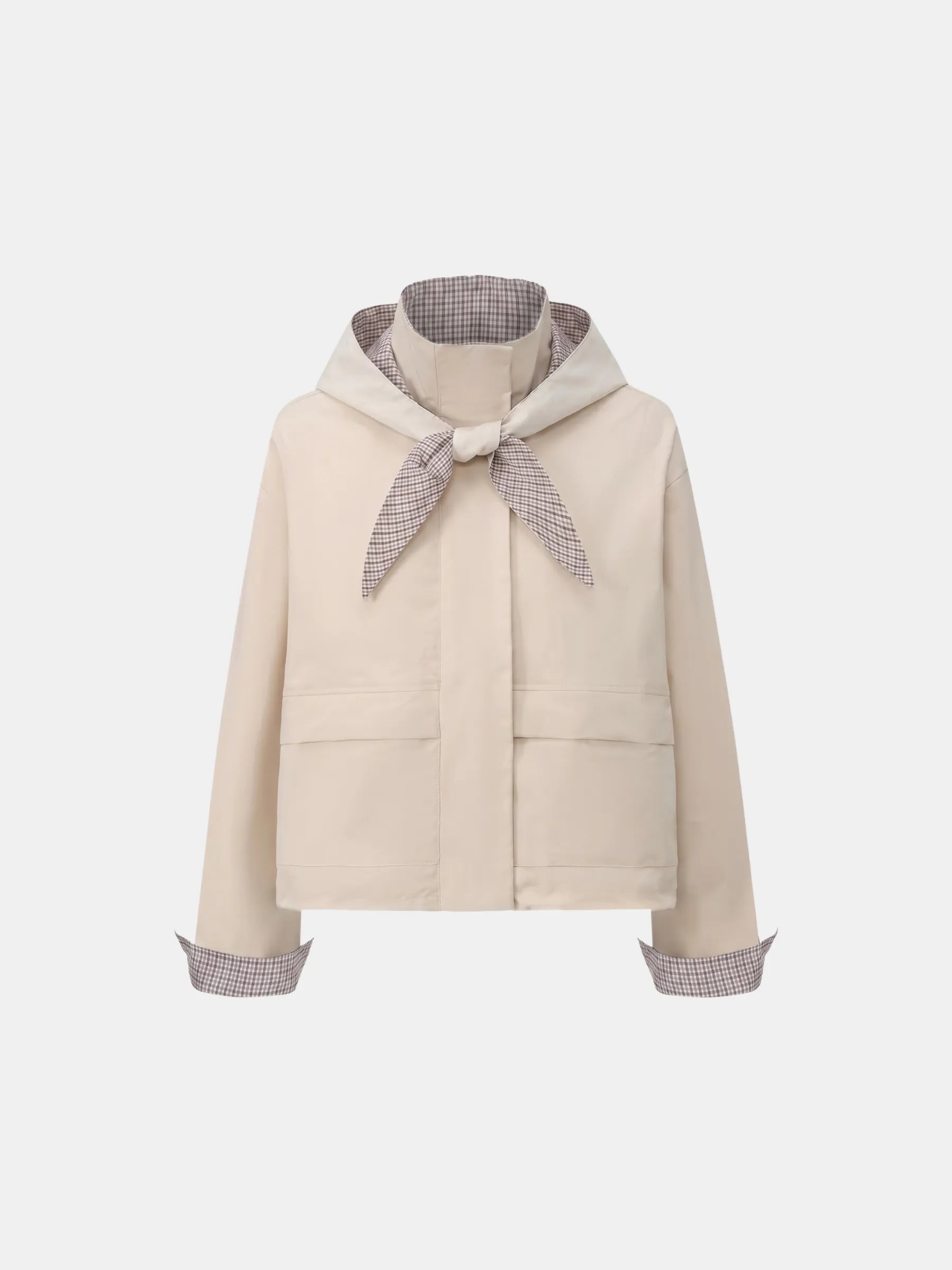 Effortless Style Stand Collar Bomber Jacket With Hooded Scarf