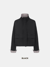 Effortless Style Stand Collar Bomber Jacket- Stay Puffit