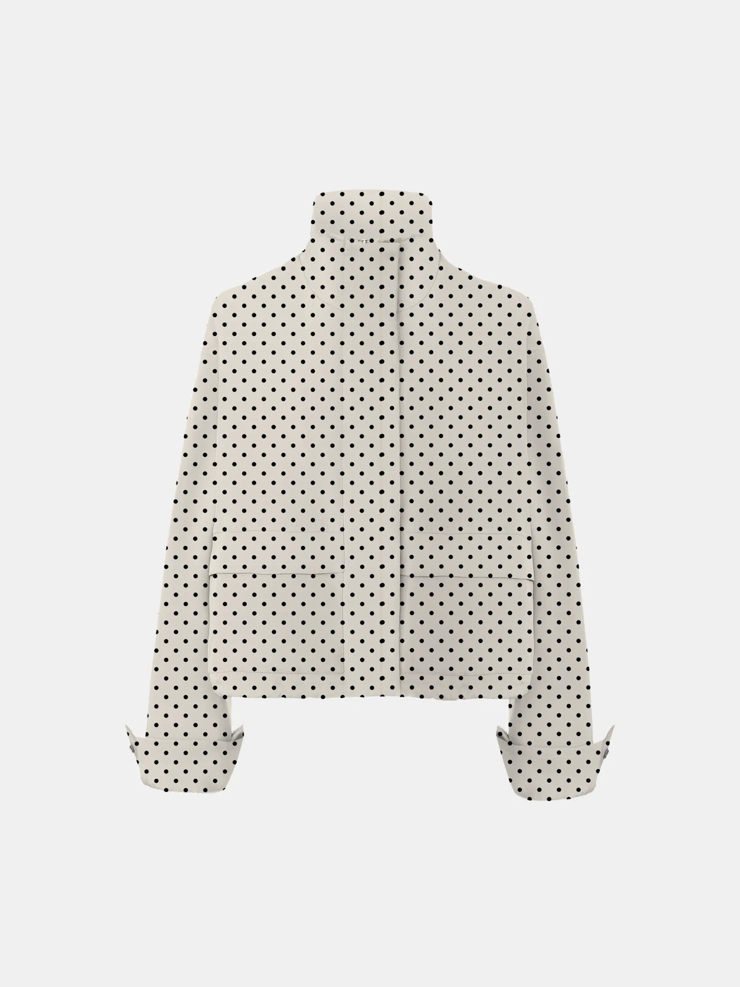 Effortless Style Pin Dot Stand Collar Bomber Jacket