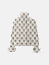 Effortless Style Pin Dot Stand Collar Bomber Jacket