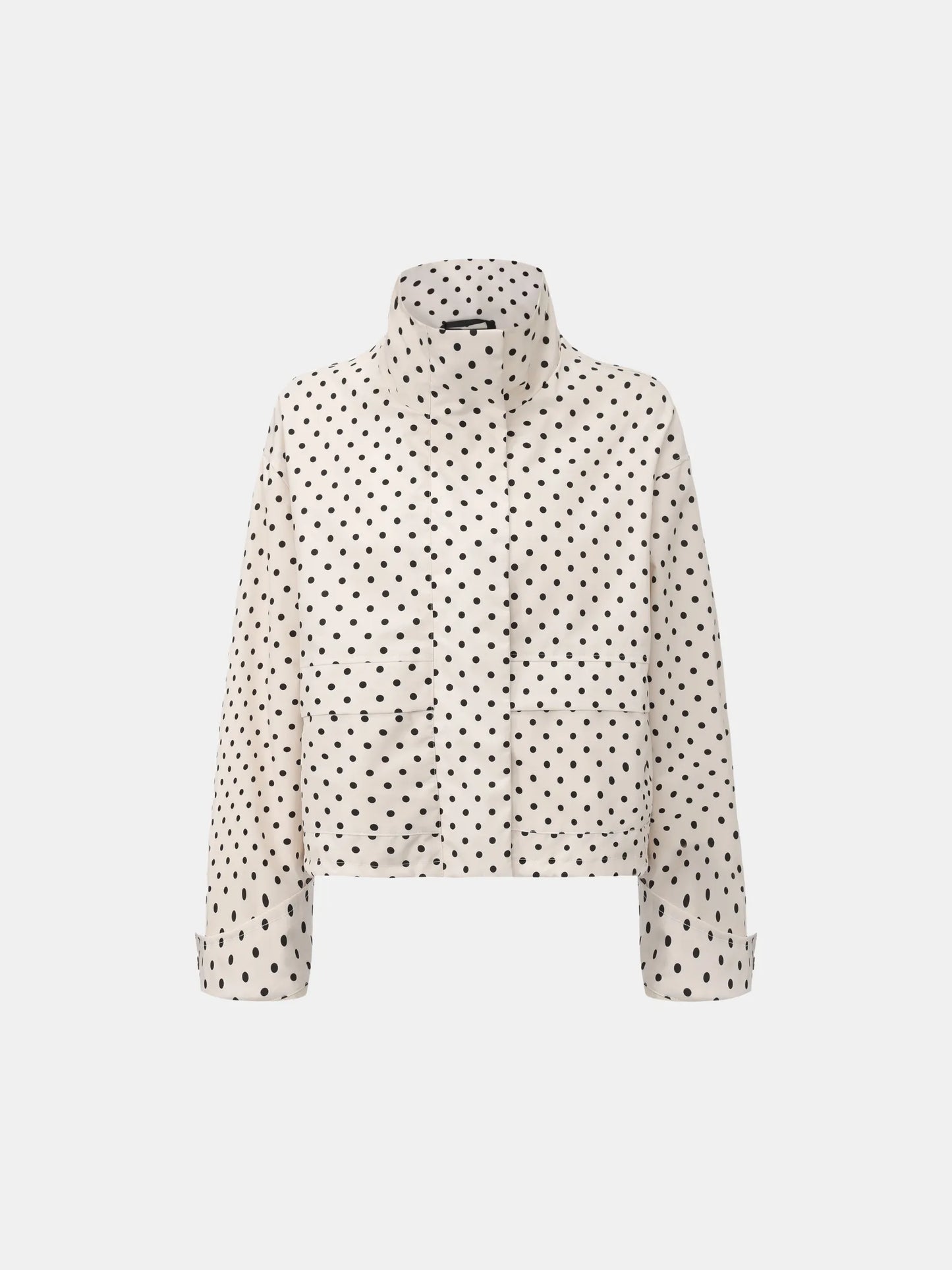 Effortless Style Pin Dot Stand Collar Bomber Jacket