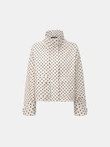 Effortless Style Pin Dot Stand Collar Bomber Jacket