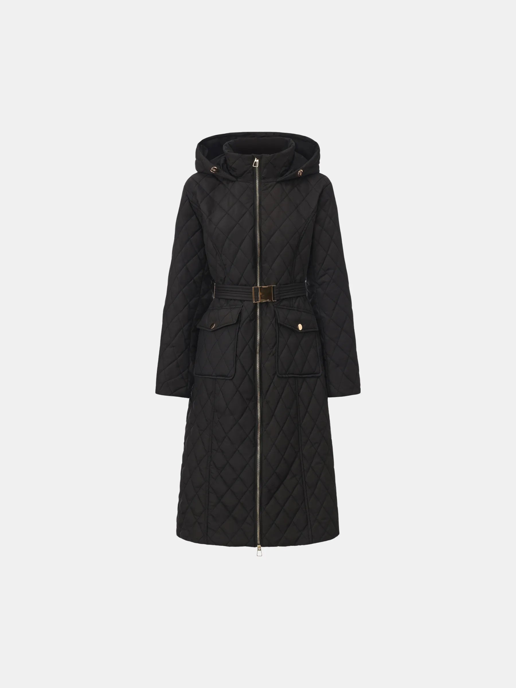 WarmCore™ Long Dimond Quilted Belted Puffer