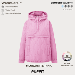 Women's Packable Quilted Water - Repellent Hooded Pullover