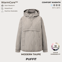 Women's Packable Quilted Water - Repellent Hooded Pullover