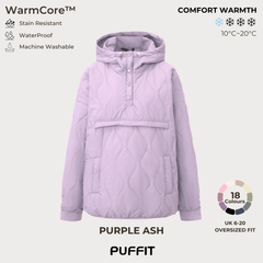 Women's Packable Quilted Water - Repellent Hooded Pullover