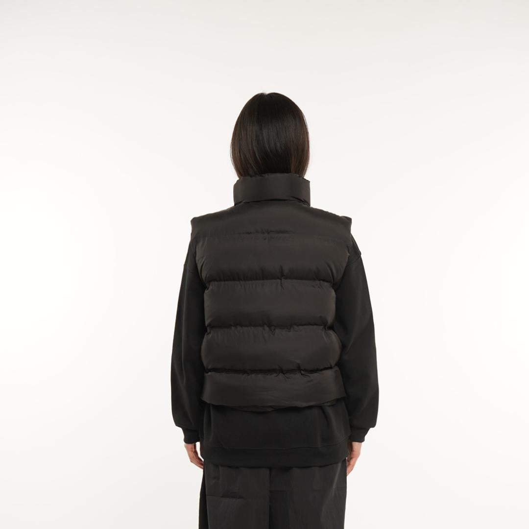 WarmCore™ Premium Women's Solid Drawstring Pocket Zip Up Puffer Gilet Vest