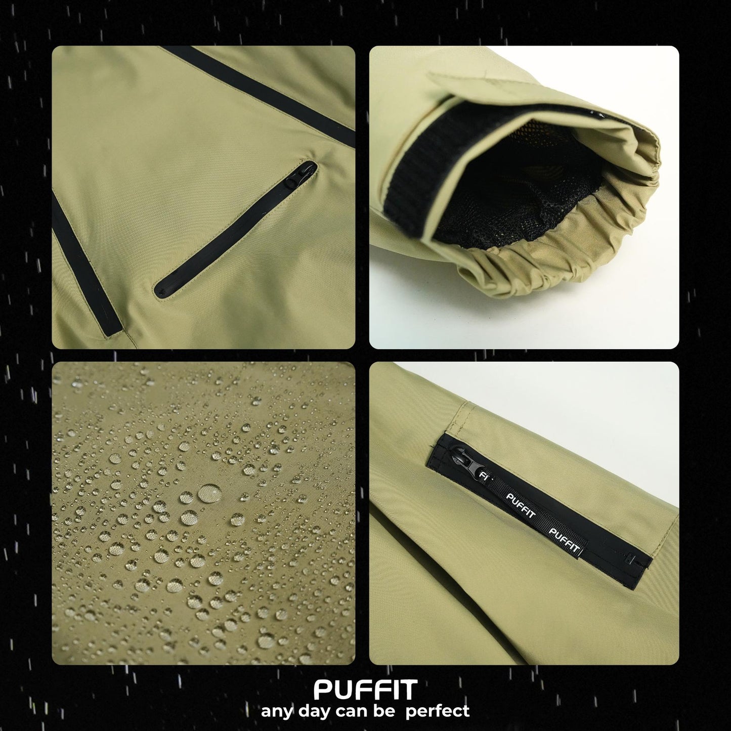 STM-TEX™ Short Asymmetric Zip Rain Hoodie