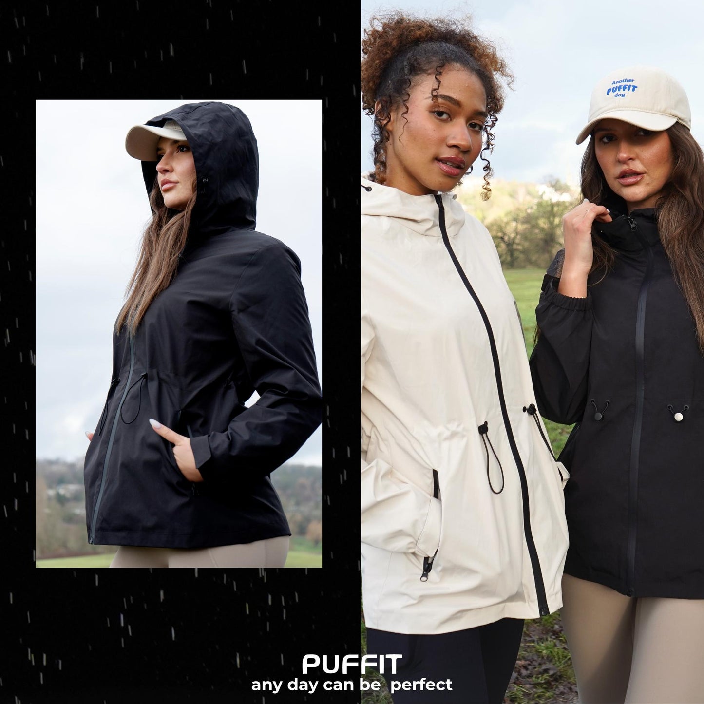 STM-TEX™  Waterproof Lightweight Hoodie Jacket Women's Warm Fall Full Zip Rain Coat Adjustable Waist