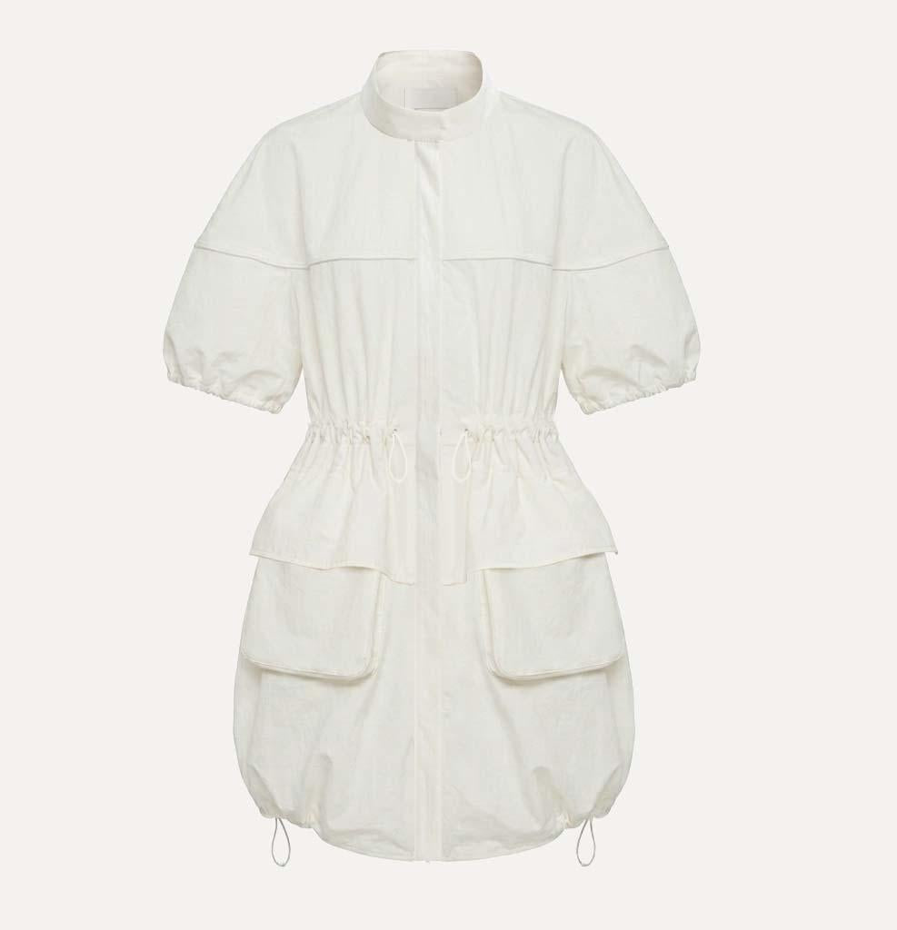 PUFFIT Short-Sleeved Zippered Long Dress