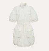 PUFFIT Short-Sleeved Zippered Long Dress