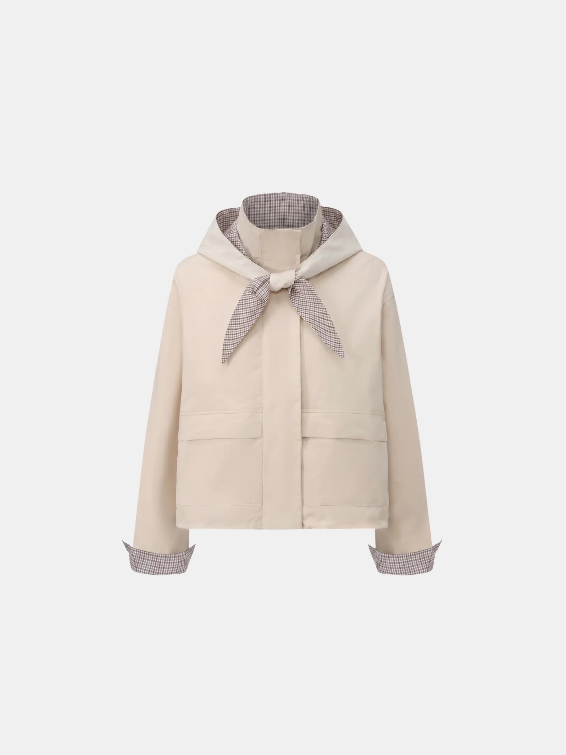 Effortless Style Funnel Collar Bomber Jacket With Hooded Scarf - PUFFIT