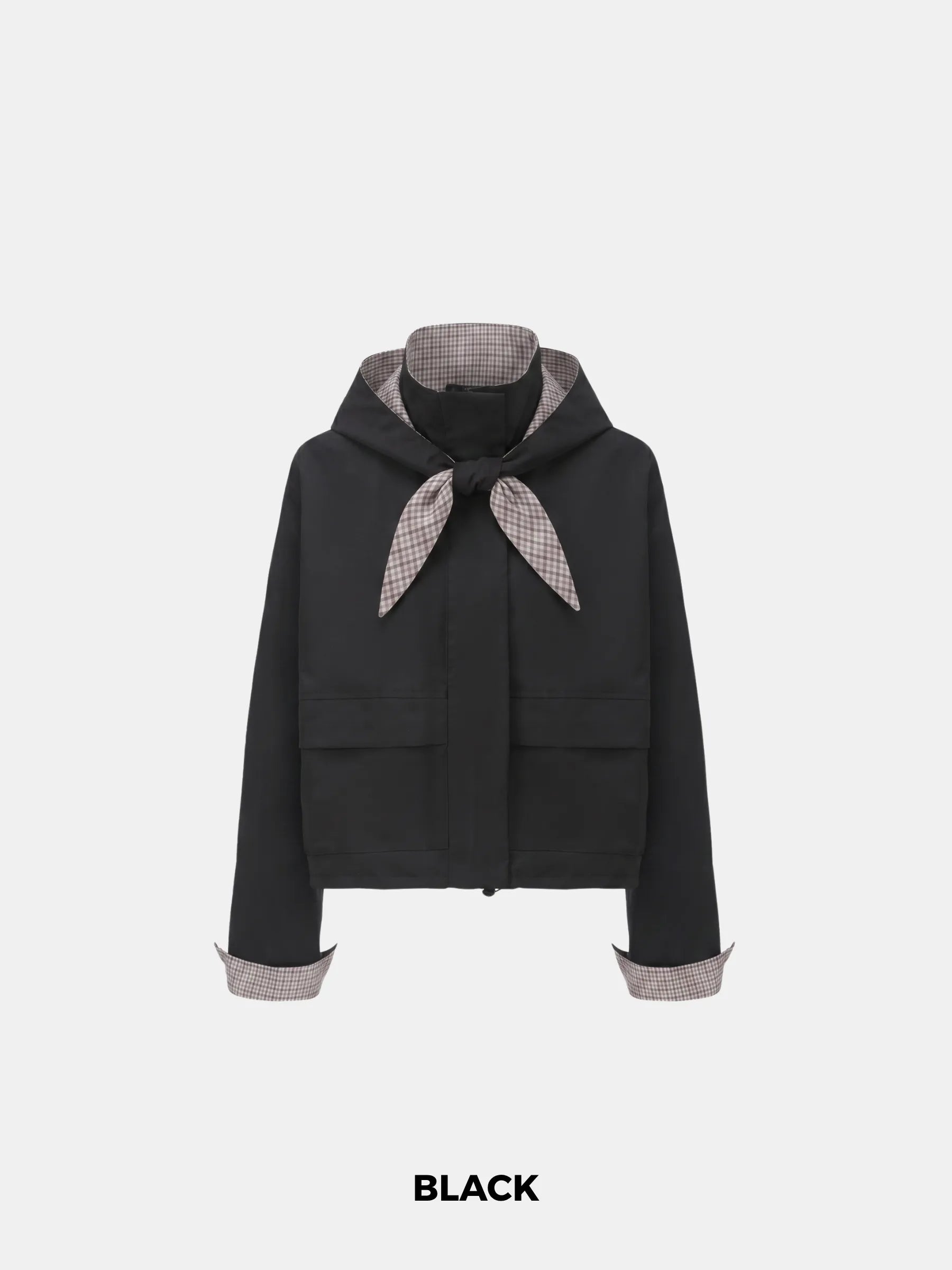 Effortless Style Funnel Collar Bomber Jacket With Hooded Scarf - PUFFIT