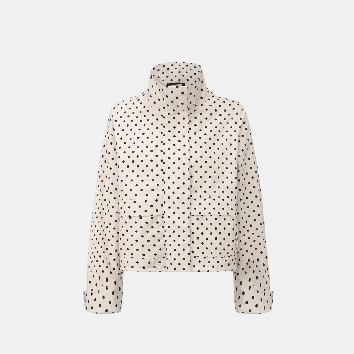 Effortless Style Pin Dot Stand Collar Bomber Jacket | PUFFIT