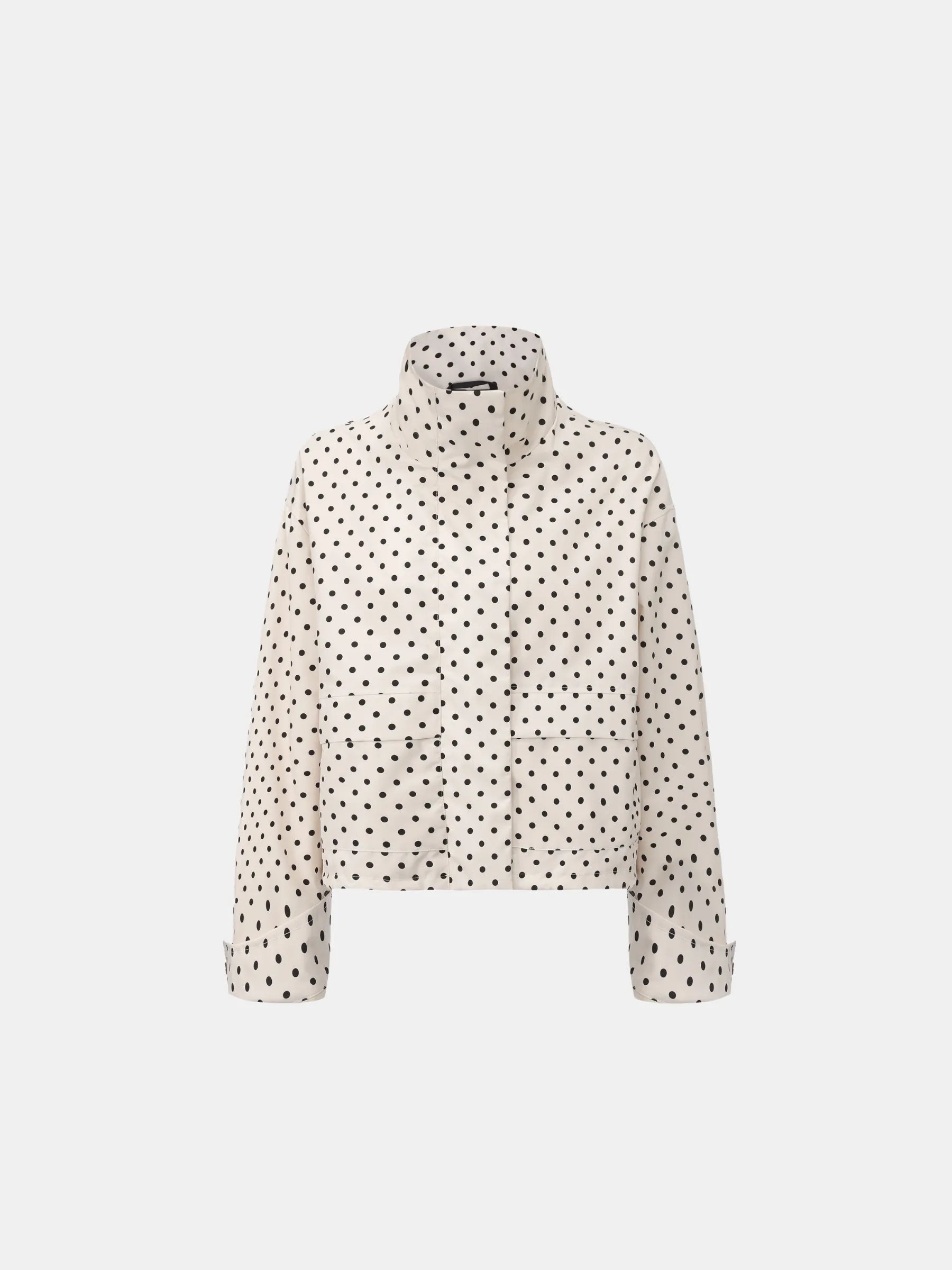 Effortless Style Pin Dot Stand Collar Bomber Jacket - PUFFIT