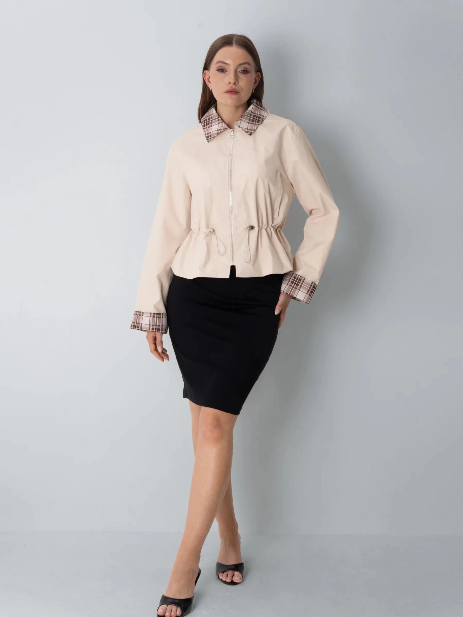 Effortless Style Short Cinched Waist Barn Jacket - PUFFIT