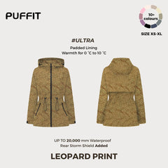 Women's Adjustable Fit Waterproof Rain Jacket  Leopard