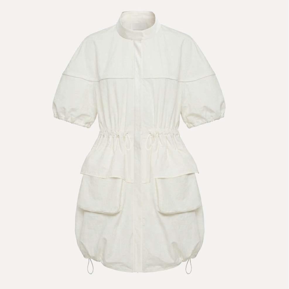 PUFFIT Short-Sleeved Zippered Long Dress