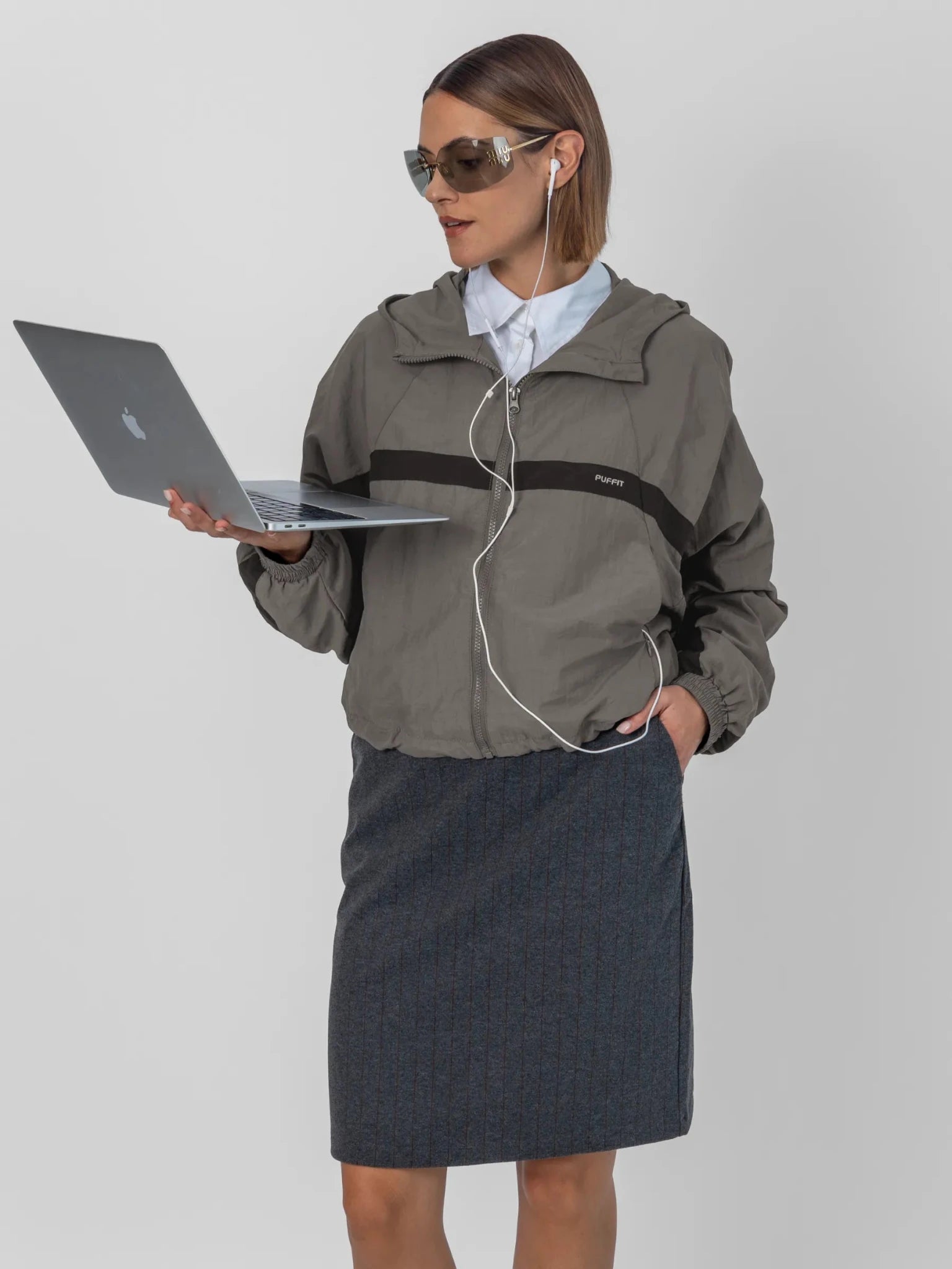 FlowCore™ Water Repellent Oversized Short Track Jacket - PUFFIT