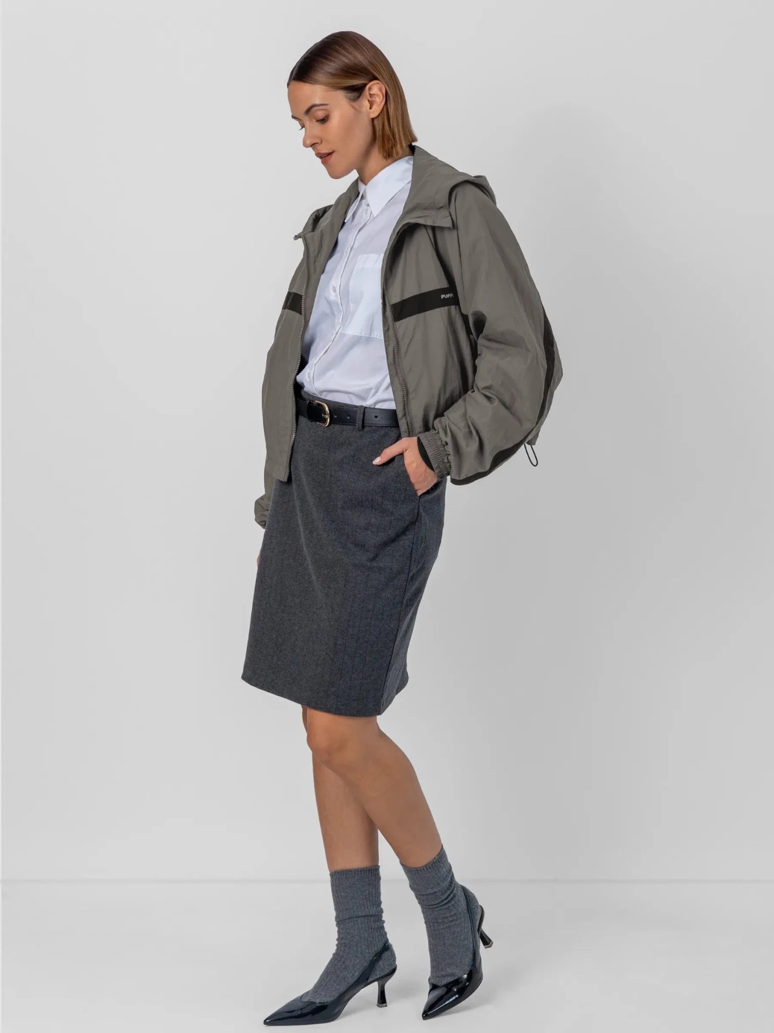 FlowCore™ Water Repellent Oversized Short Track Jacket - PUFFIT