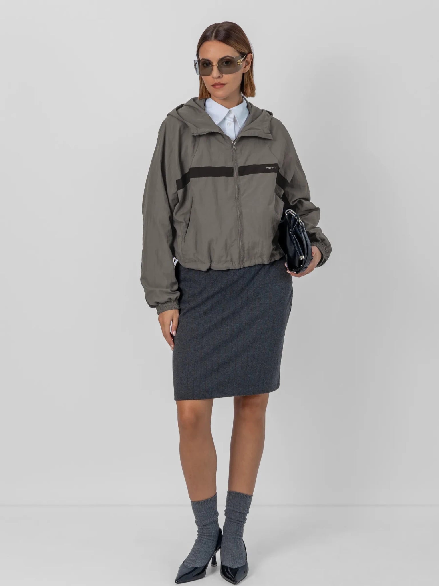 FlowCore™ Water Repellent Oversized Short Track Jacket - PUFFIT