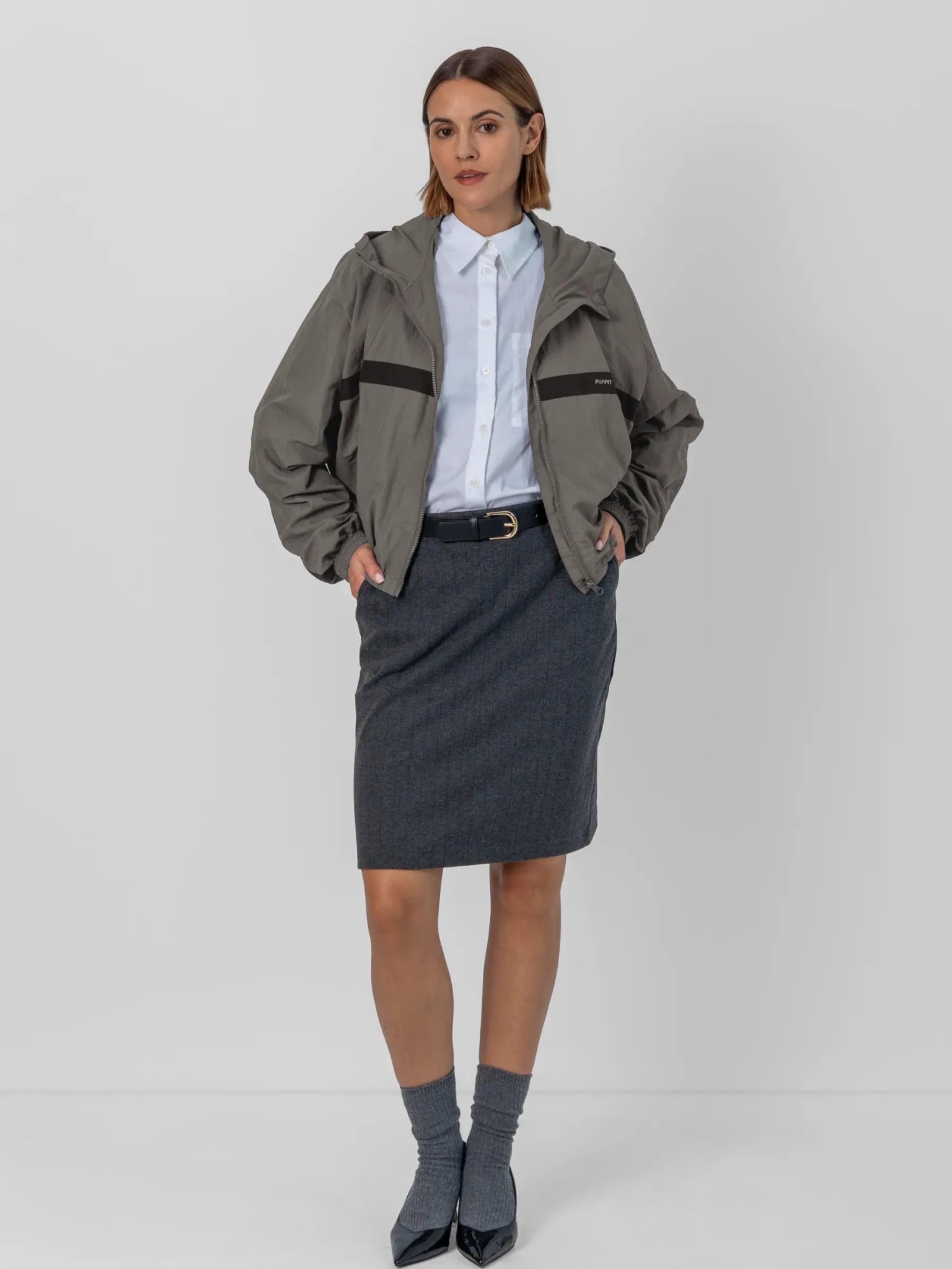 FlowCore™ Water Repellent Oversized Short Track Jacket - PUFFIT