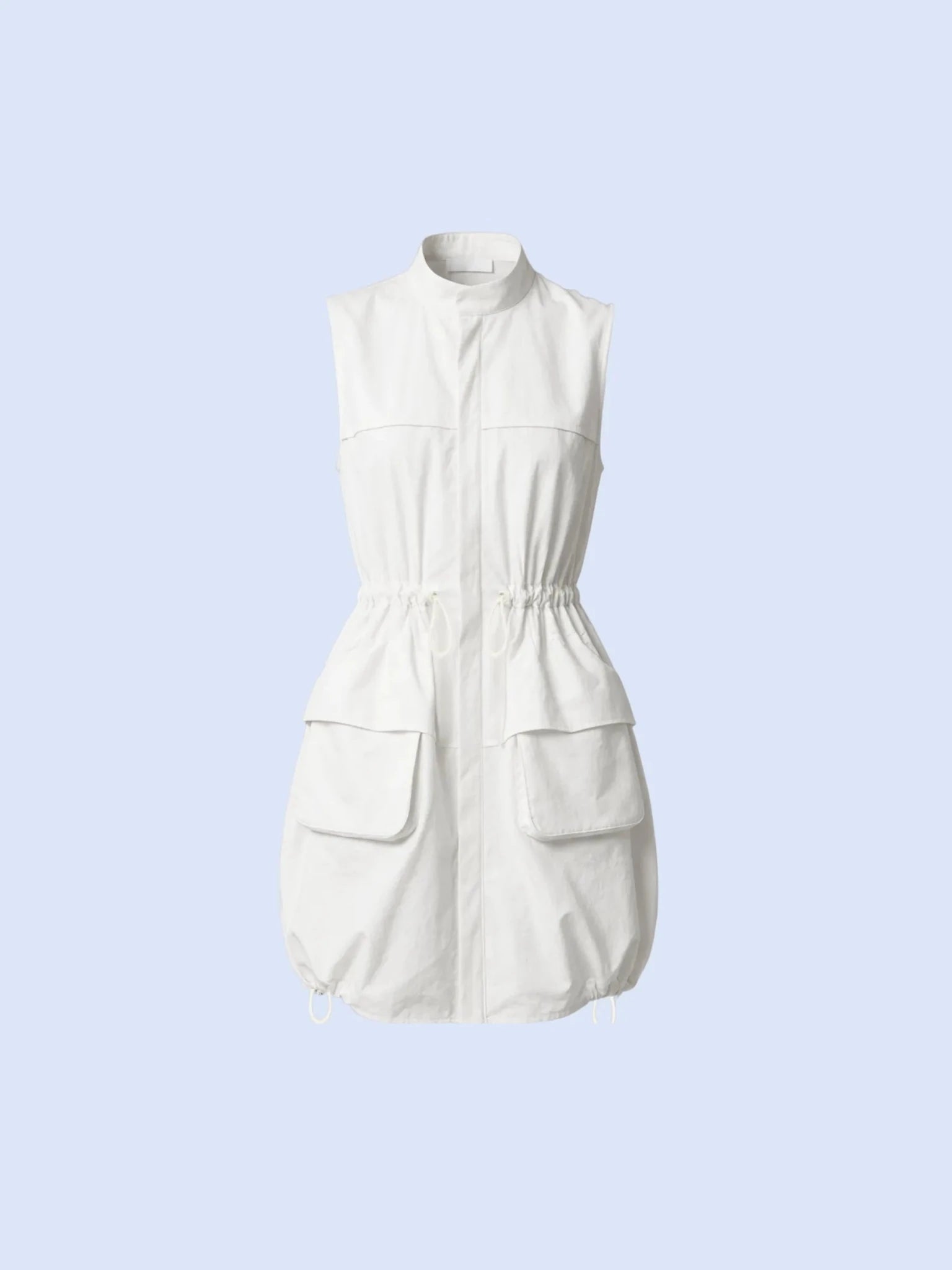FreshWave™ Drawstring Waist Sleeveless Zipped Long Bubble Dress - PUFFIT