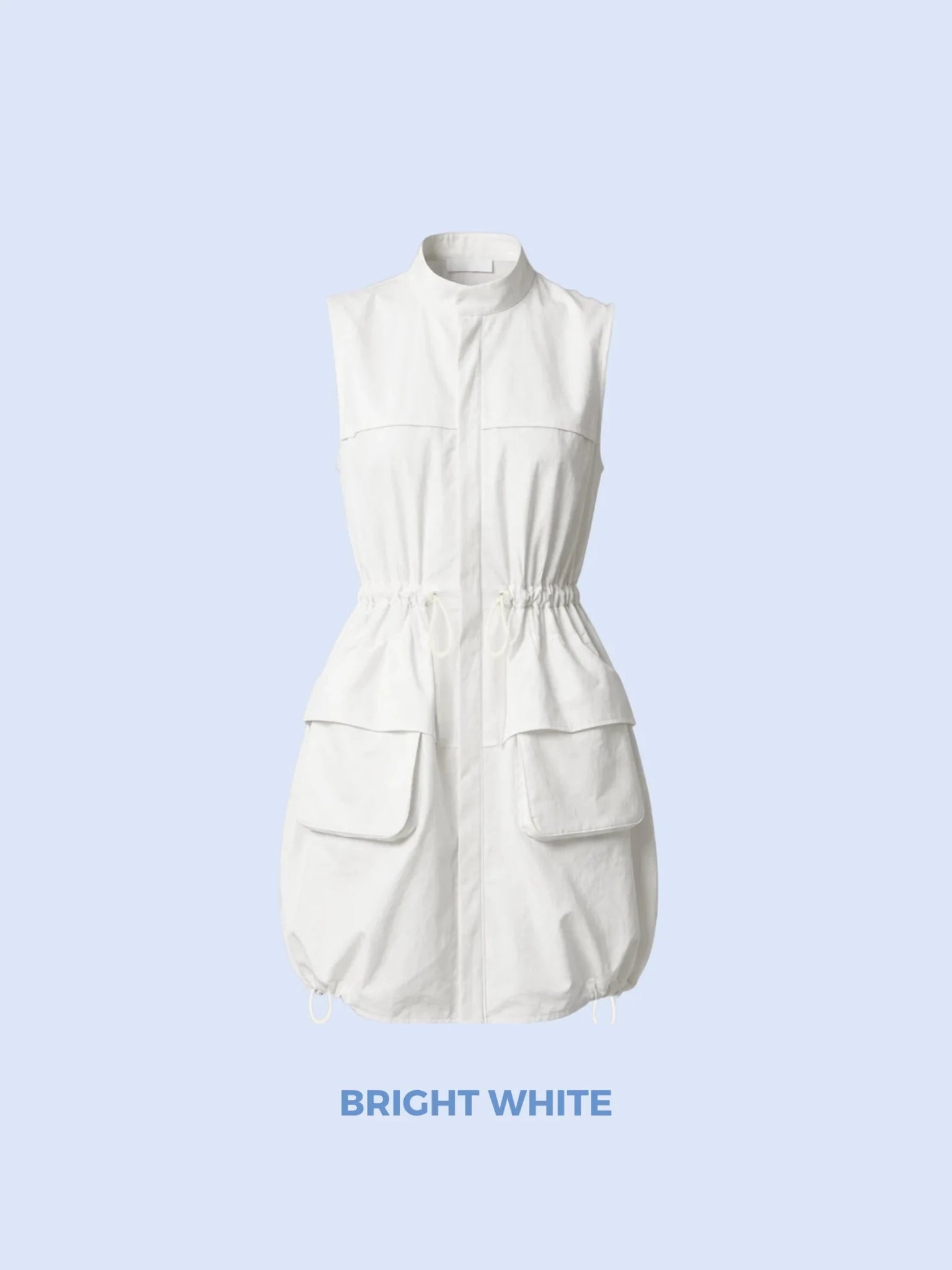 FreshWave™ Drawstring Waist Sleeveless Zipped Long Bubble Dress - PUFFIT