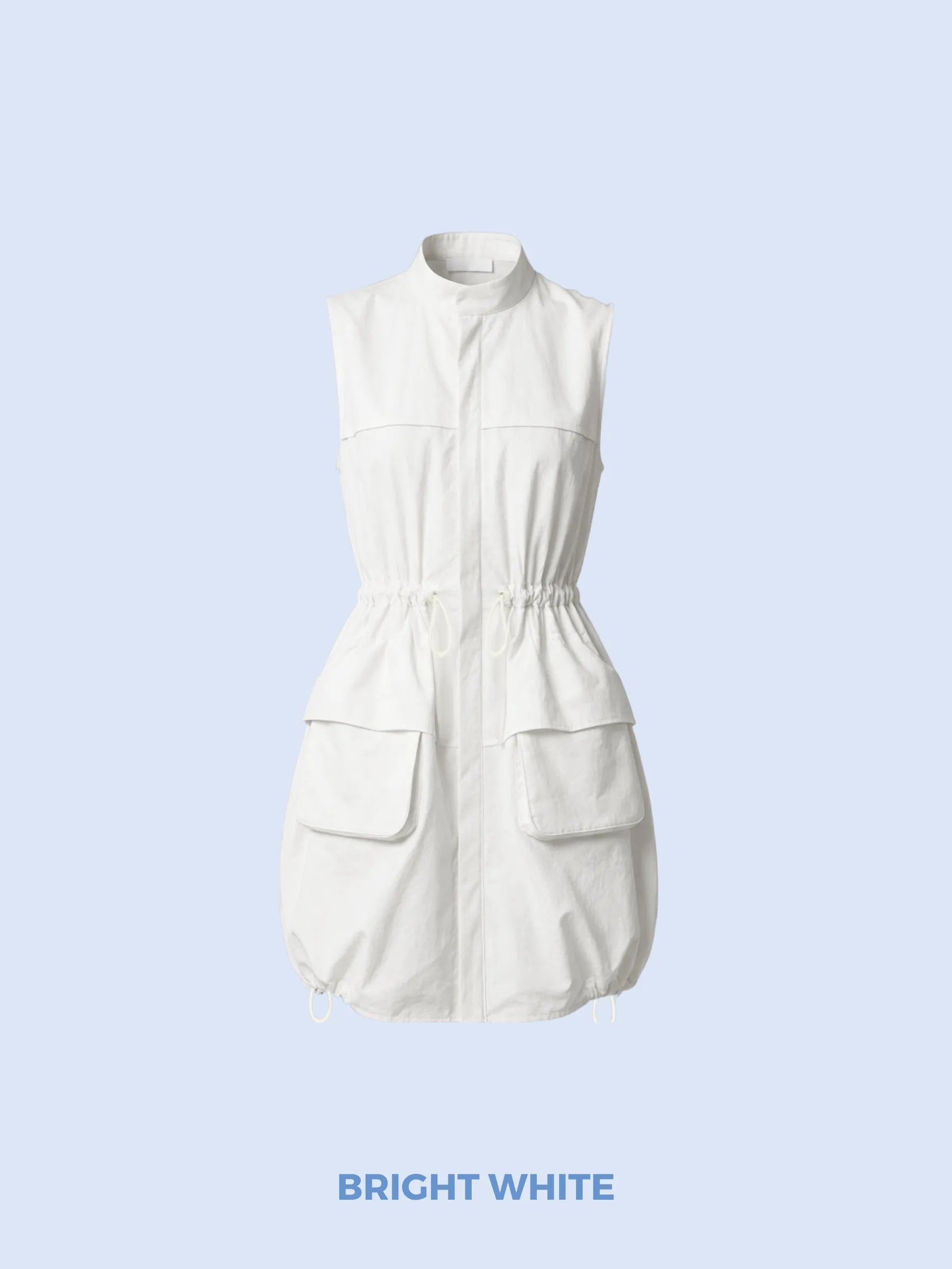 FreshWave™ Drawstring Waist Sleeveless Zipped Long Bubble Dress - PUFFIT