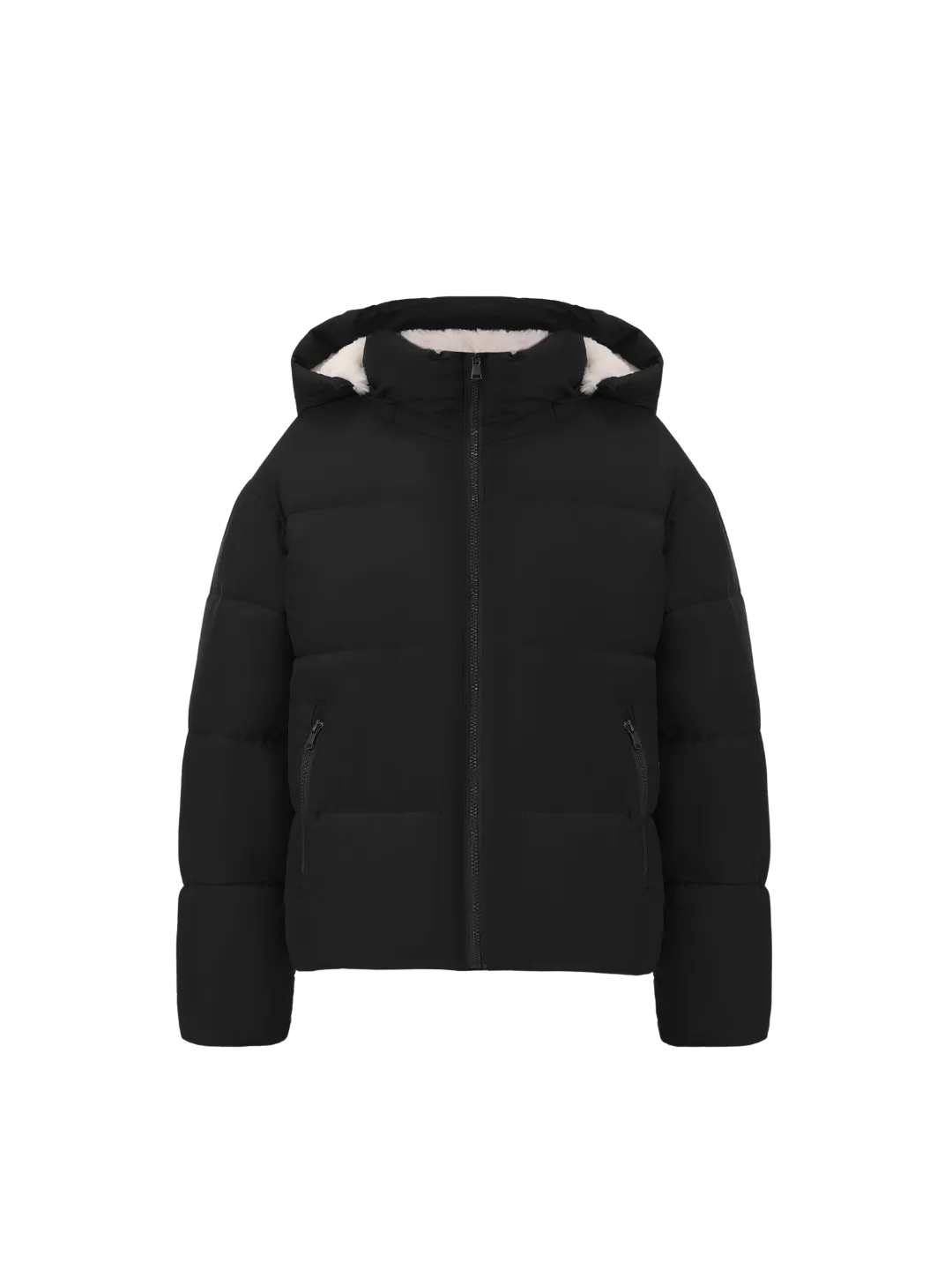 WarmCore™ Premium Faux Fur Lined Short Puffer Jackets with Removable Hood