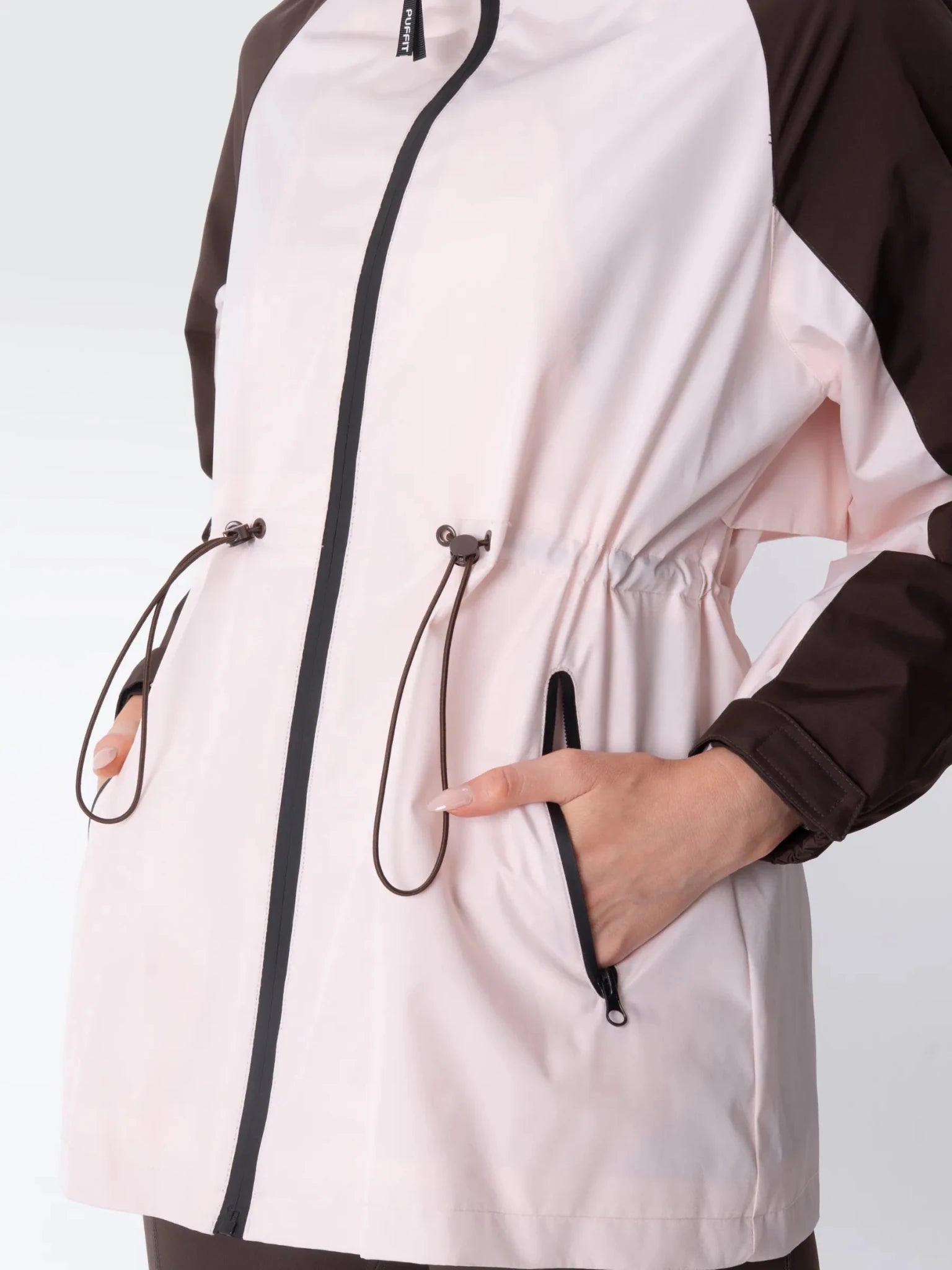 STM-TEX™ Brown/Pink Full-Zip Rain Jacket - PUFFIT