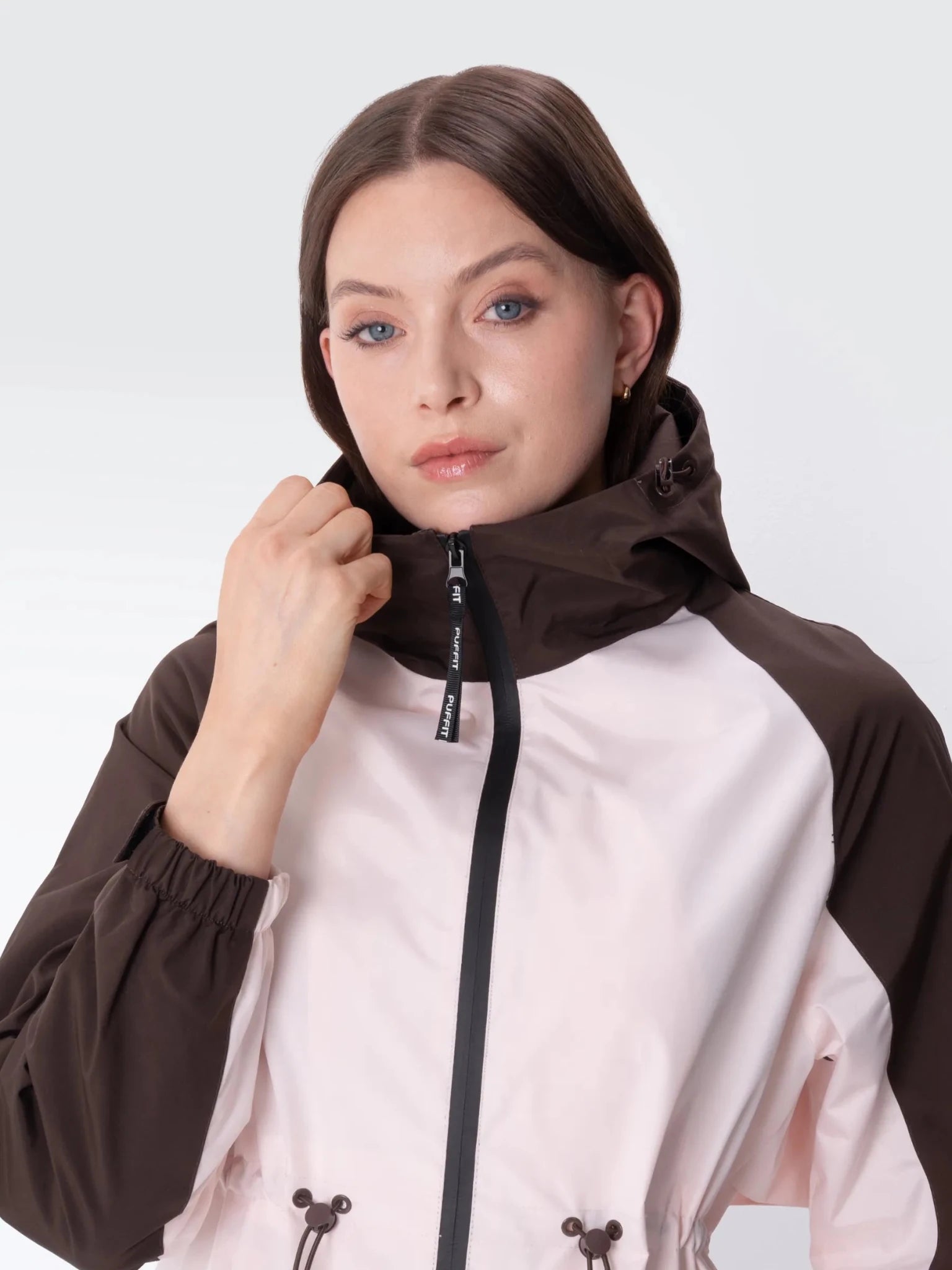 STM-TEX™ Brown/Pink Full-Zip Rain Jacket - PUFFIT