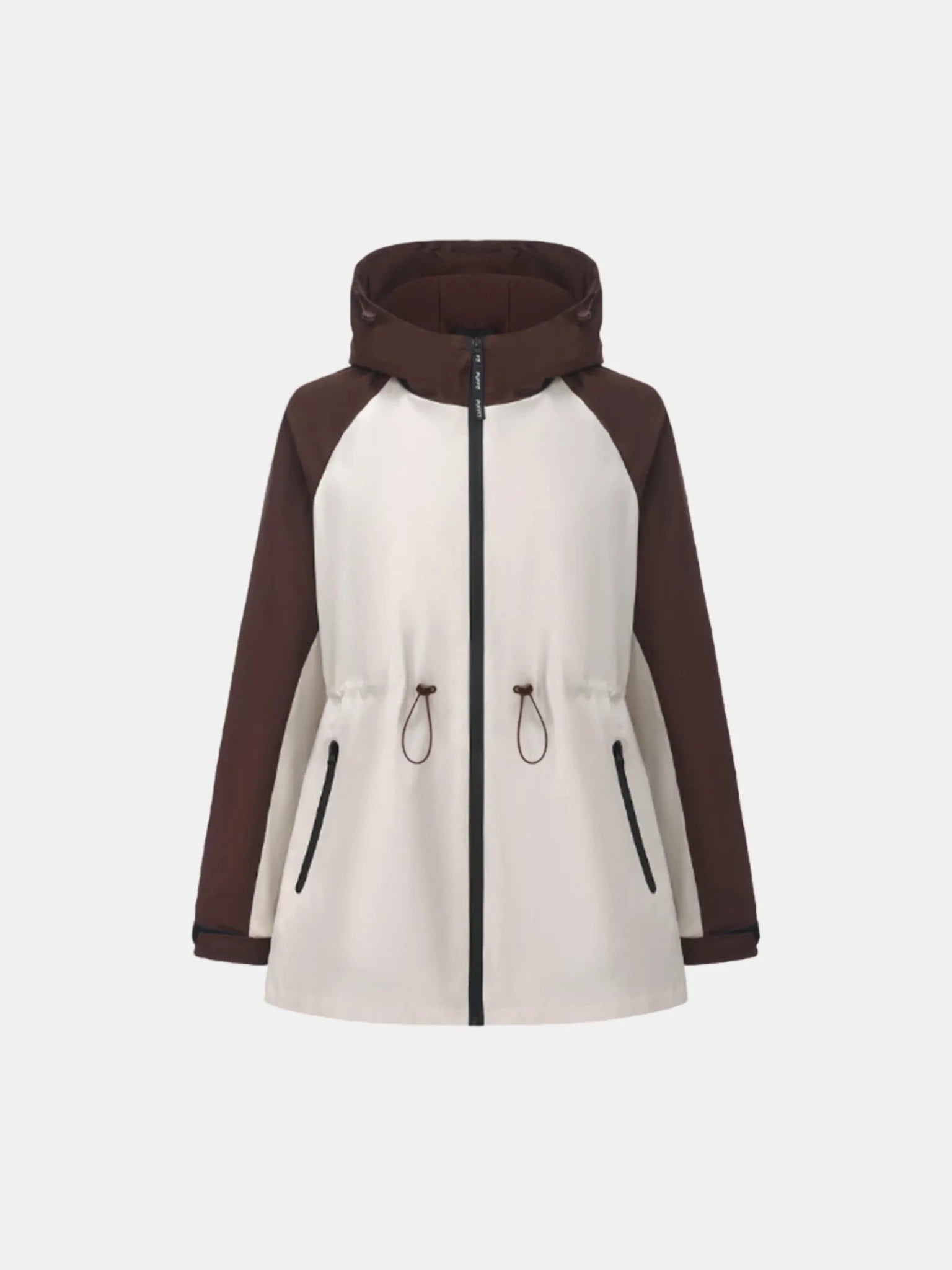 STM-TEX™ Brown/White Full-Zip Rain Jacket - PUFFIT