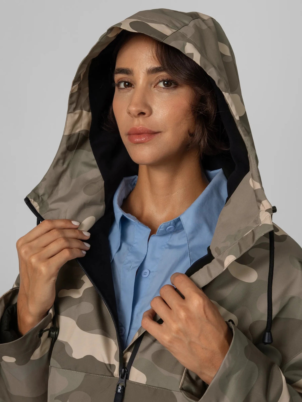 STM-TEX™ Classic Relaxed Fit Rain Hoodie - Taupe Camo - PUFFITPK09