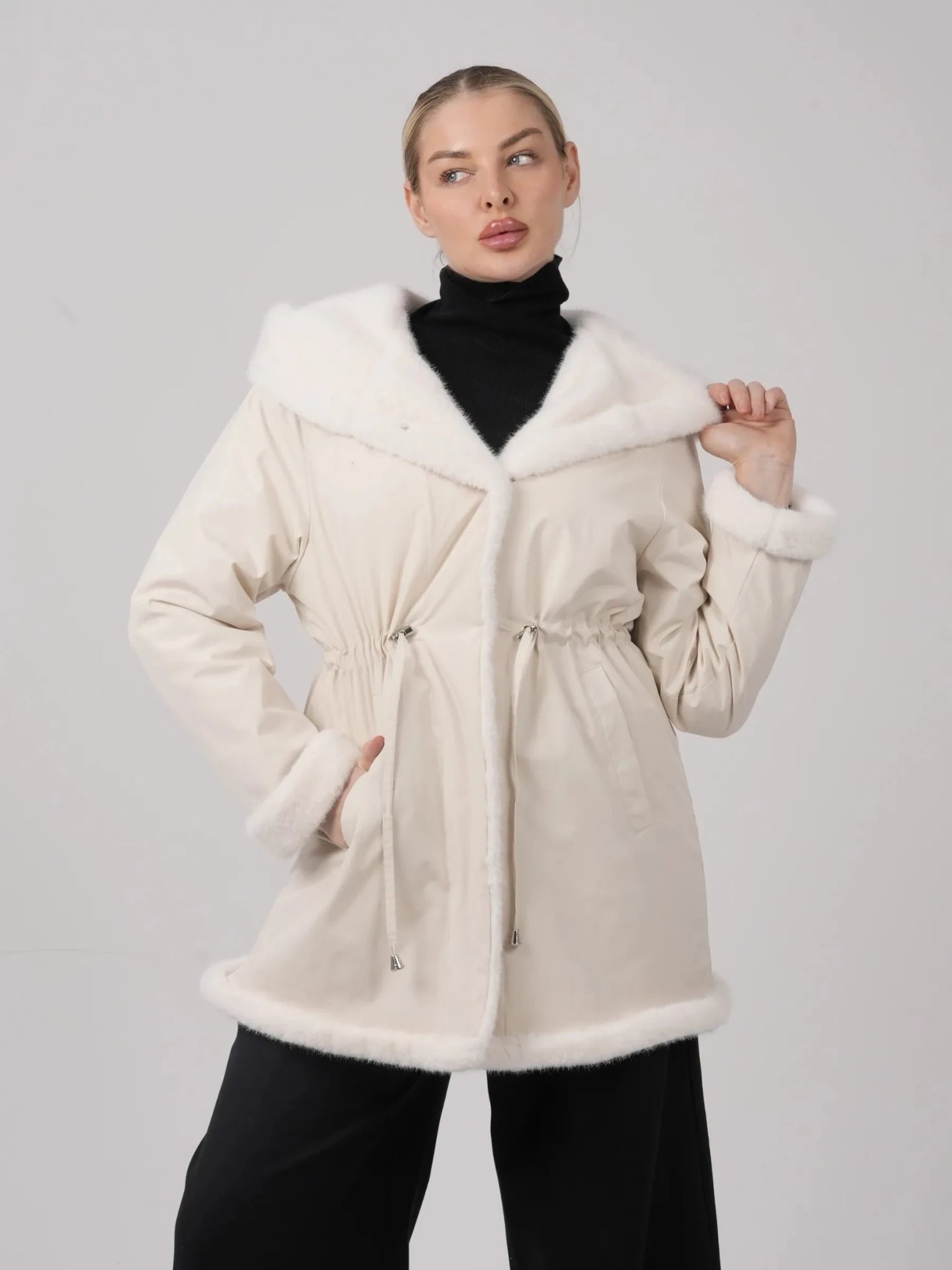 STM-TEX™ Faux Fur Lined Mid Length Rain Coat - PUFFIT