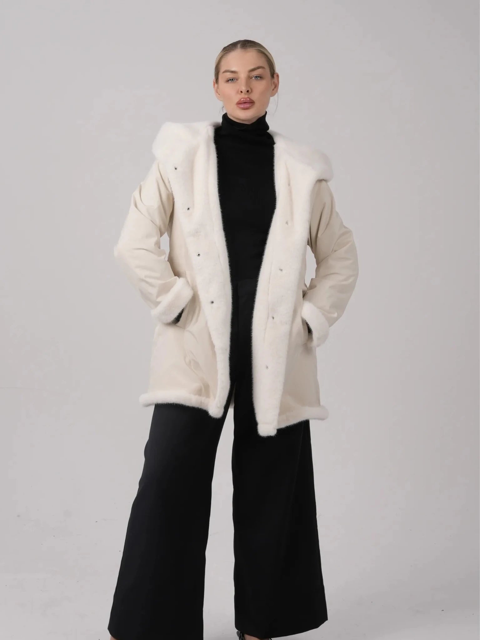 STM-TEX™ Faux Fur Lined Mid Length Rain Coat - PUFFIT