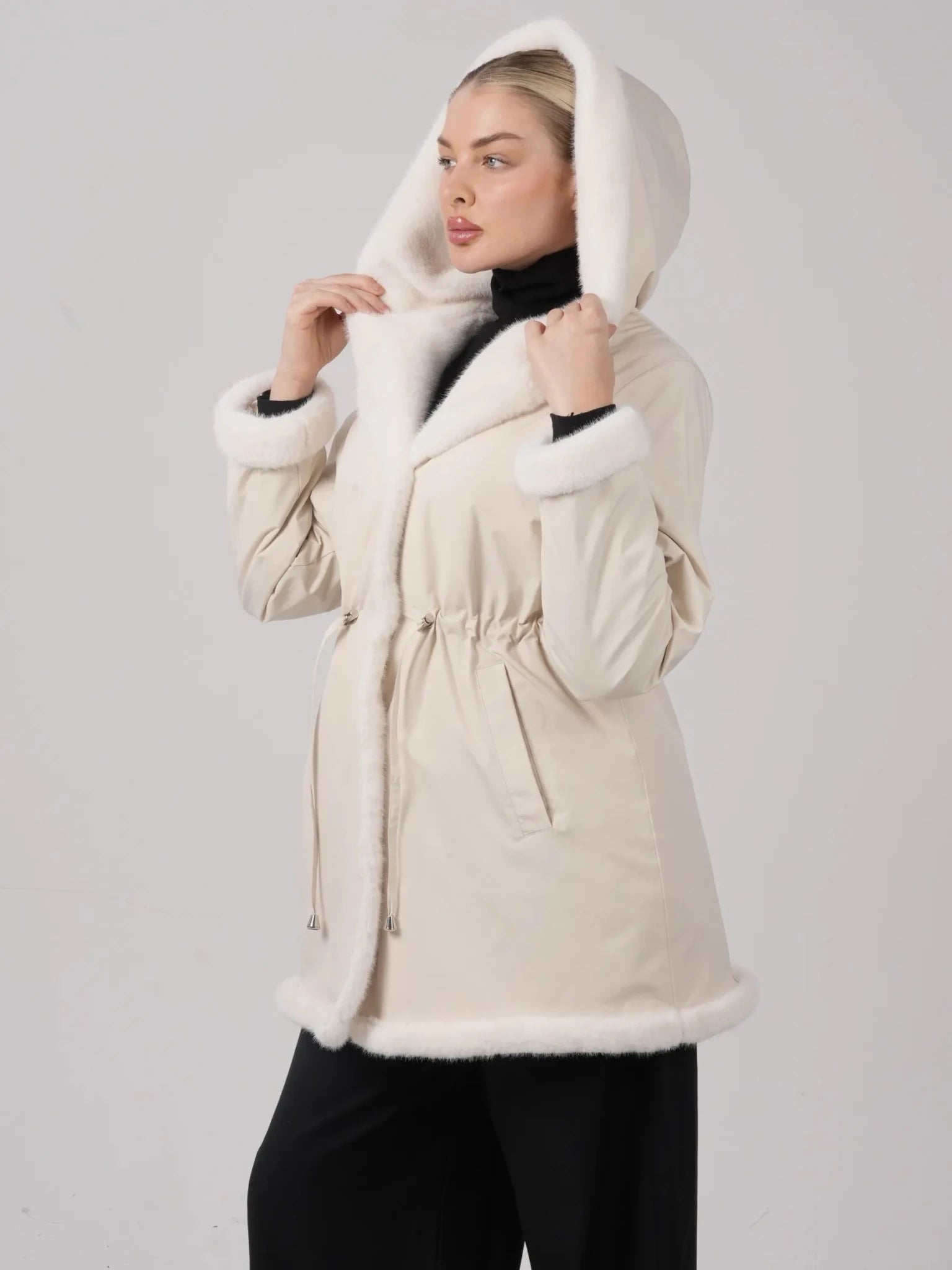 STM-TEX™ Faux Fur Lined Mid Length Rain Coat - PUFFIT